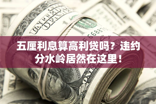 武汉五厘利息算高利贷吗？违约分水岭居然在这里！
